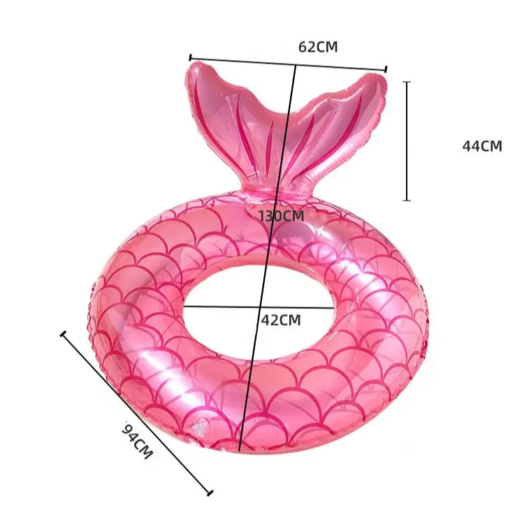 Children's Swimming Fish Tail Lifebuoy Water Mermaid Swimming Ring Outdoor Water Play Toys Inflatable Toy Swimming Pool Circle