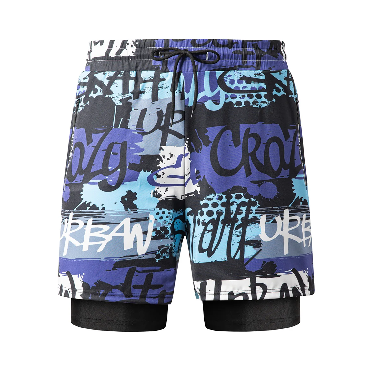 

Men's Summer New Beach Shorts, Fashionable All-over Print, Drawstring with Lining Design