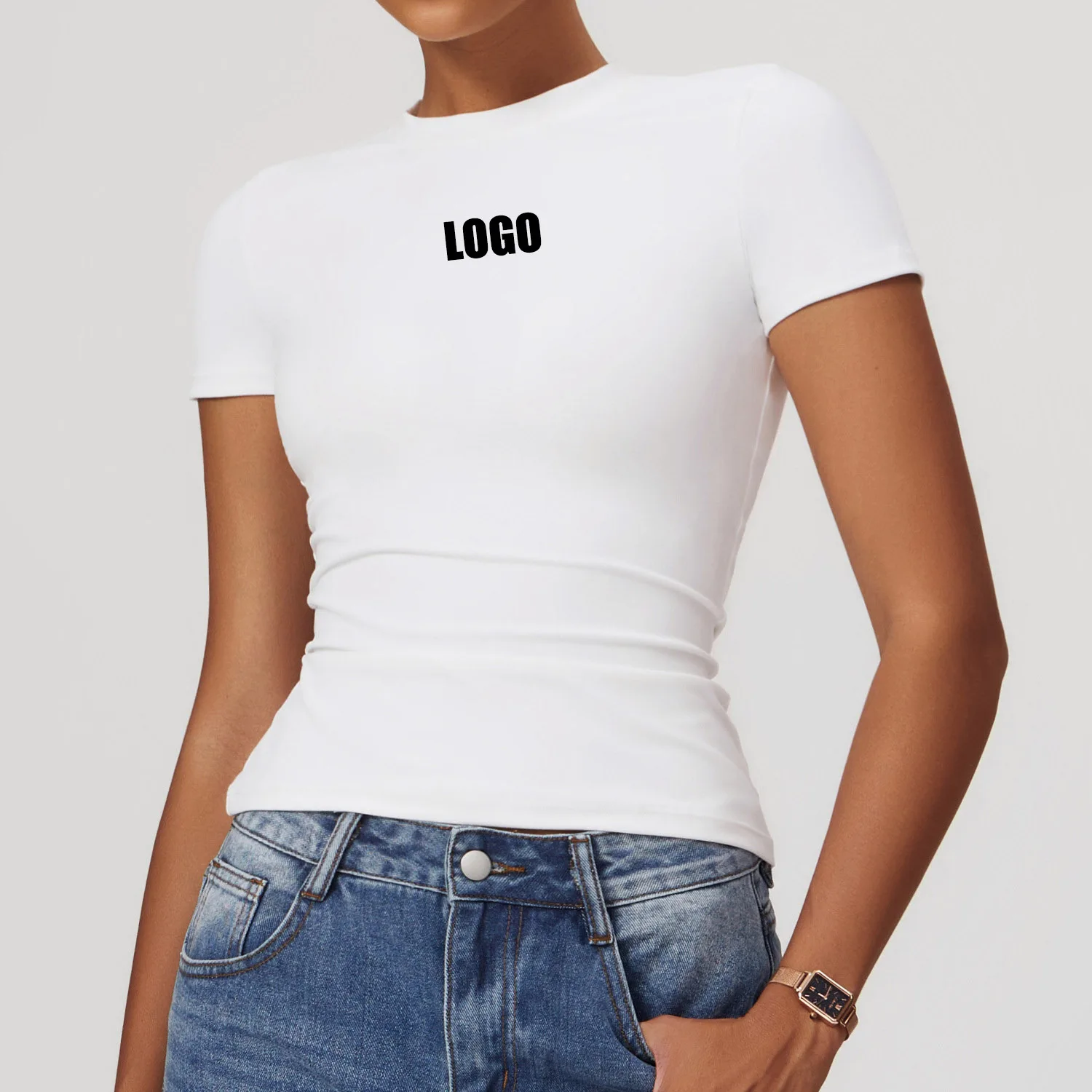 Custom LOGO women's summer short-sleeved t-shirt quick-drying yoga clothes fitness tops outdoor running sports short sleeves