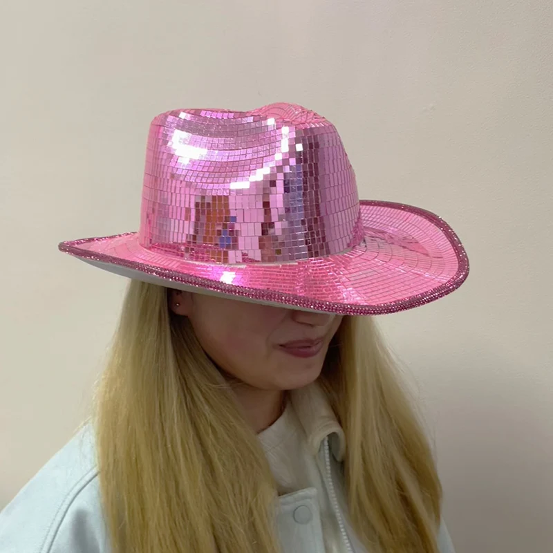 

Ковбойская шляпа для дискотеки, лазерная шляпа для диско-шара, летняя шляпа для танцевальной вечеринки, персонализированная шляпа от солнца, креативный подарок на день рождения