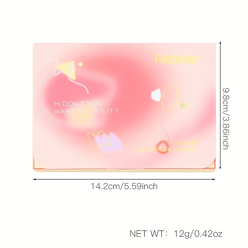 Rossetto sfumato 2 in 1 + tavolozza di fard, caratterizzato da fard e rossetto, 6 tonalità di colore, duraturo e impermeabile