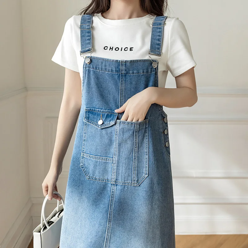 Frauen Jeans kleider Frühling Sommer lose lässige Jeans Hosenträger Riemen Kleid große Größe vielseitige mittellange weibliche Vestido