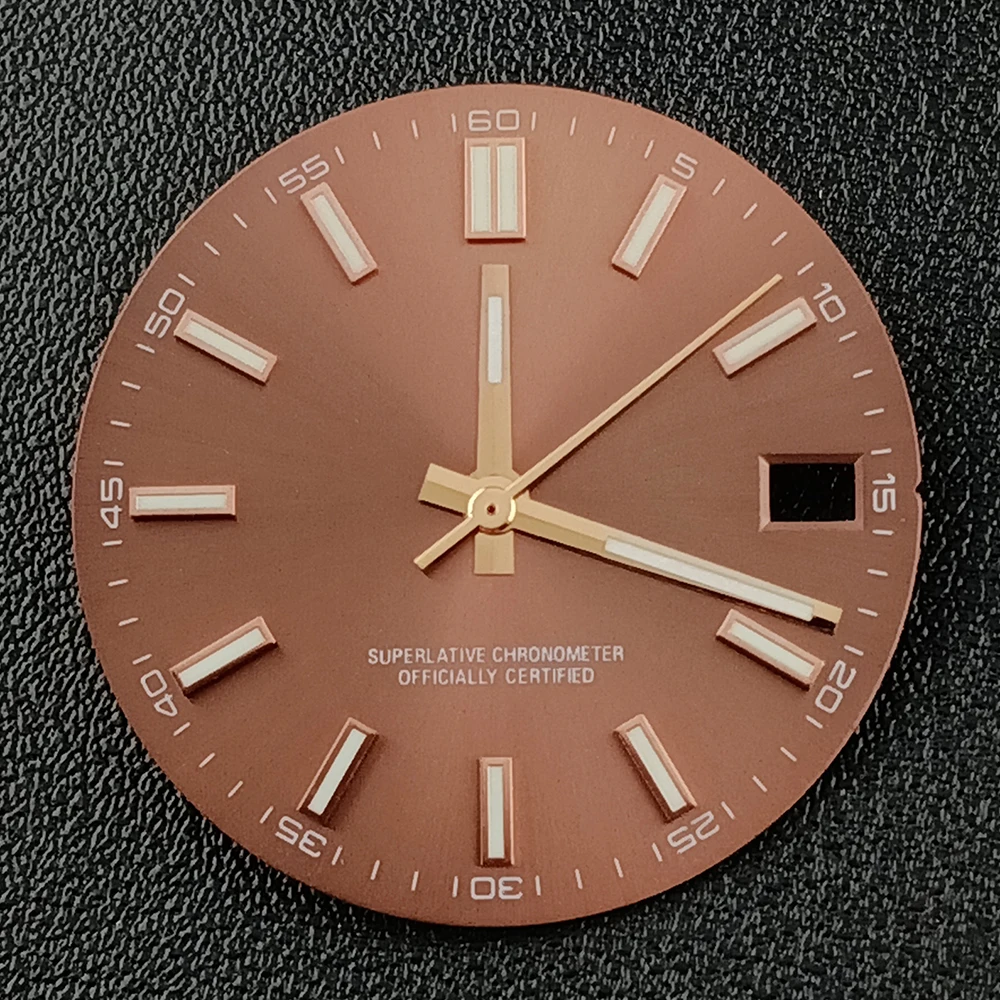 Mostrador de relógio masculino com logotipo personalizado, 28.5mm, mostrador luminoso azul, adequado para movimento nh35, acessórios de relógio