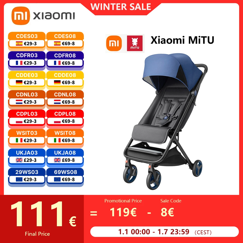 Xiaomi MiTU Baby Stroller Multifunctional Folding Baby Carriage Lightweight Aluminium Portable Trolley Baby Cars For Travel Baby