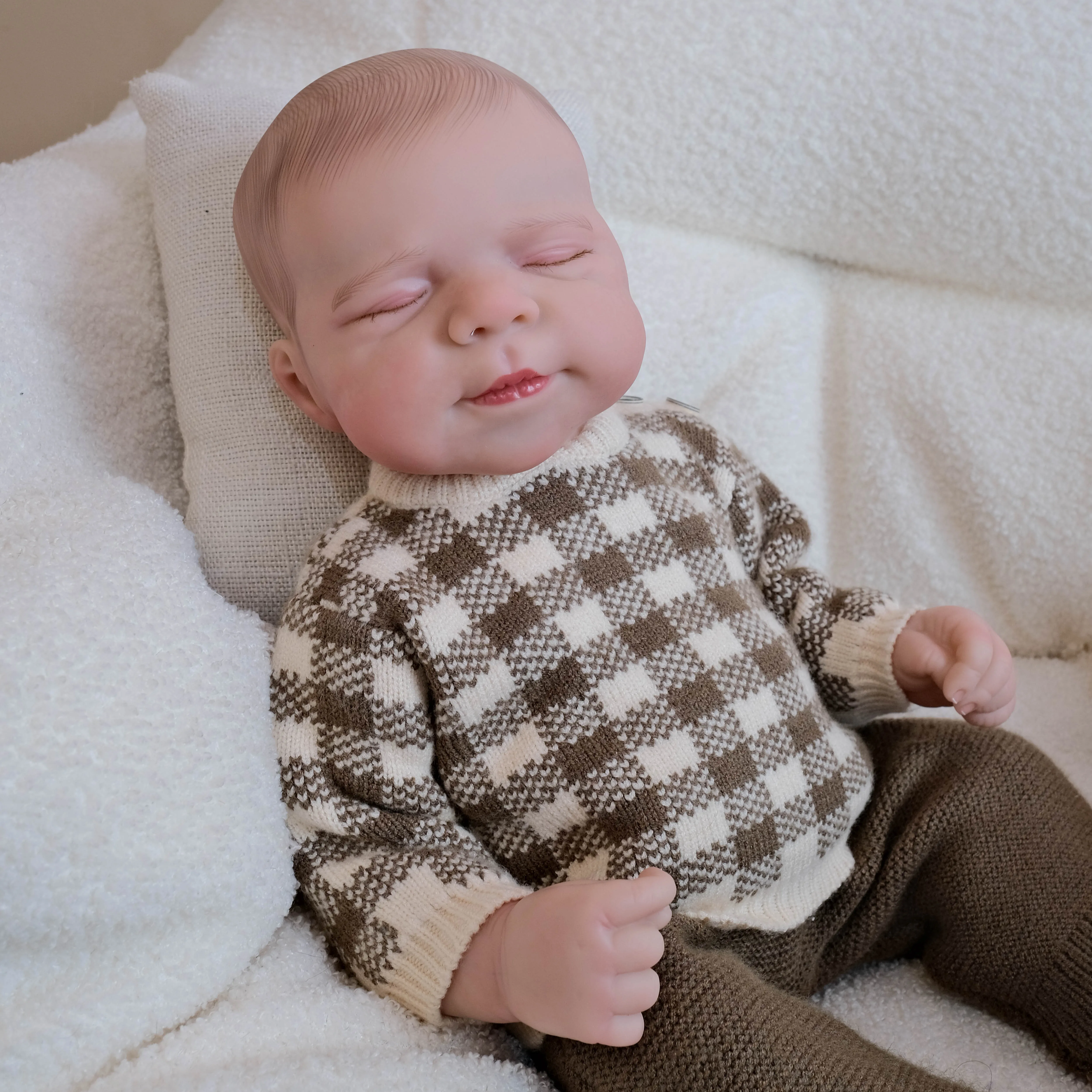 NPK Muñeca Reborn de cuerpo de niña de vinilo realista de 18 pulgadas con piel 3D y pelo pintado a mano muñeca Reborn de vinilo completo