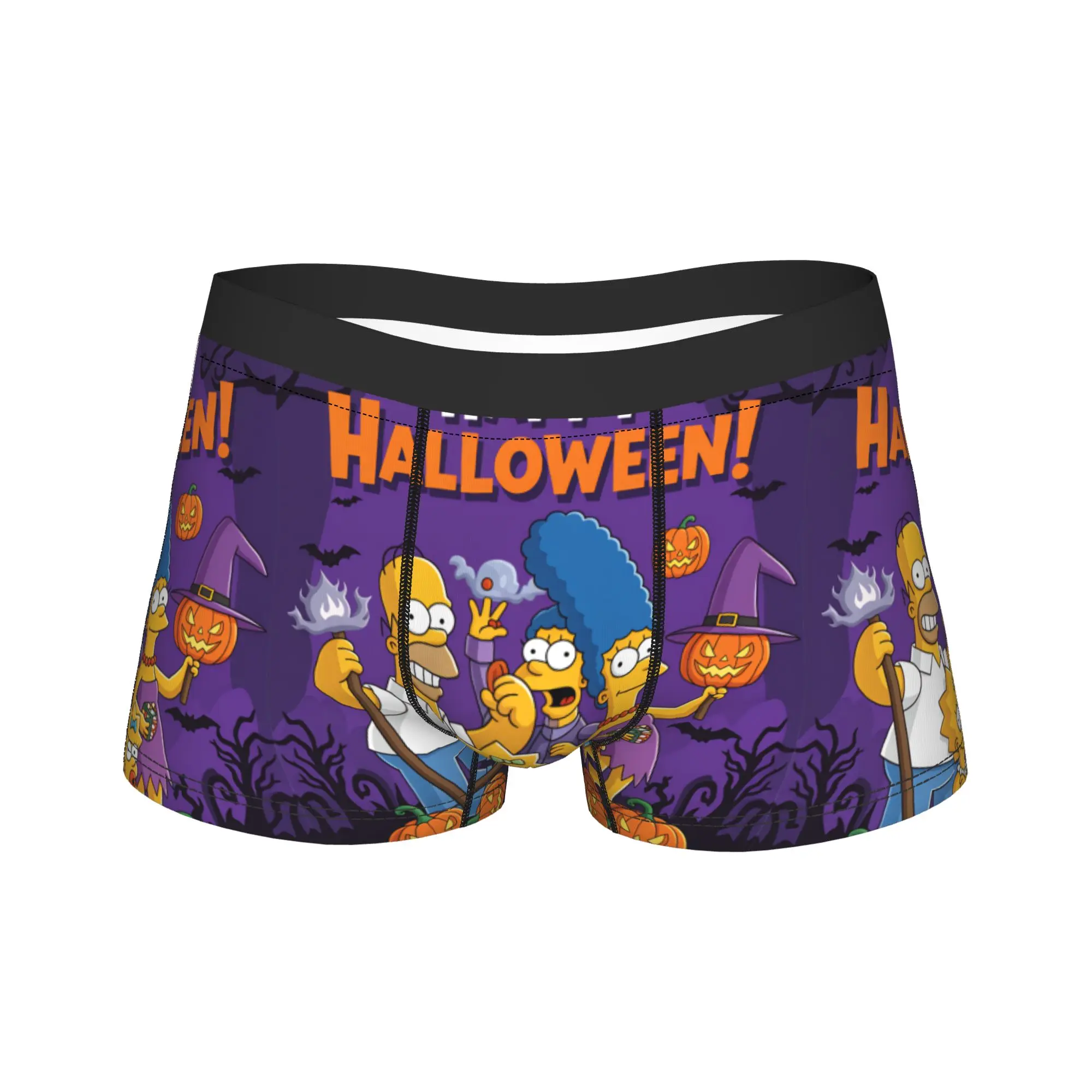 Funny S-Simpsons Family Halloween Magic Underwear Custom DIY Boxer Shorts High Quality Men Underpants Breathable Shorts Briefs