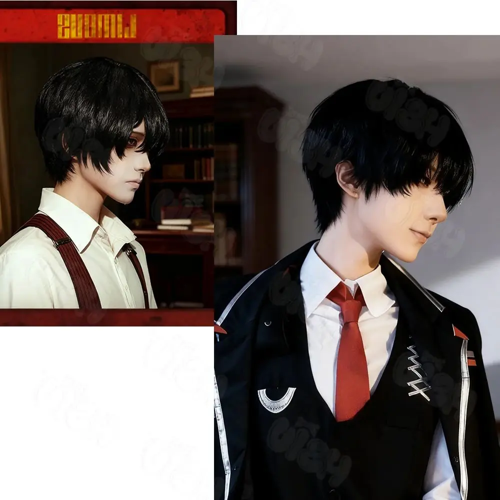 Yi Sang Cosplay Wig Fiber Synthetic Wig「HSIU」35CM Gray Blue Short Wig+Wig Cap Game Limbus Company Yi Sang Cosplay