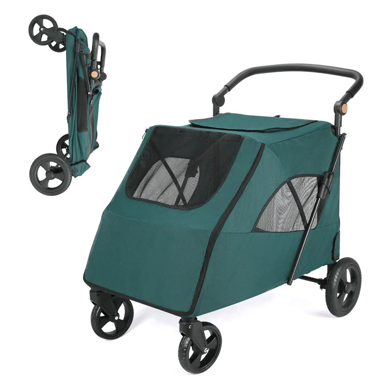 

Dog Stroller for Medium Large Dogs - Upto 120 lbs Pet Jogger Wagon with Adjustable Handle, Brake & Leash