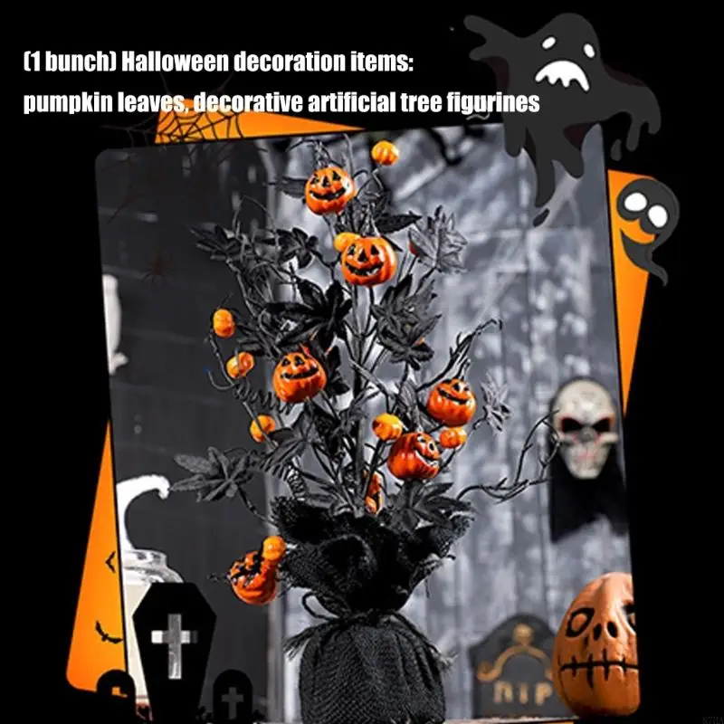 خريف مخيف تحت عنوان القرع أوراق القيقب زخرفة حرفة بلاستيكية متينة لتزيين نوافذ الطاولة 87HA #2