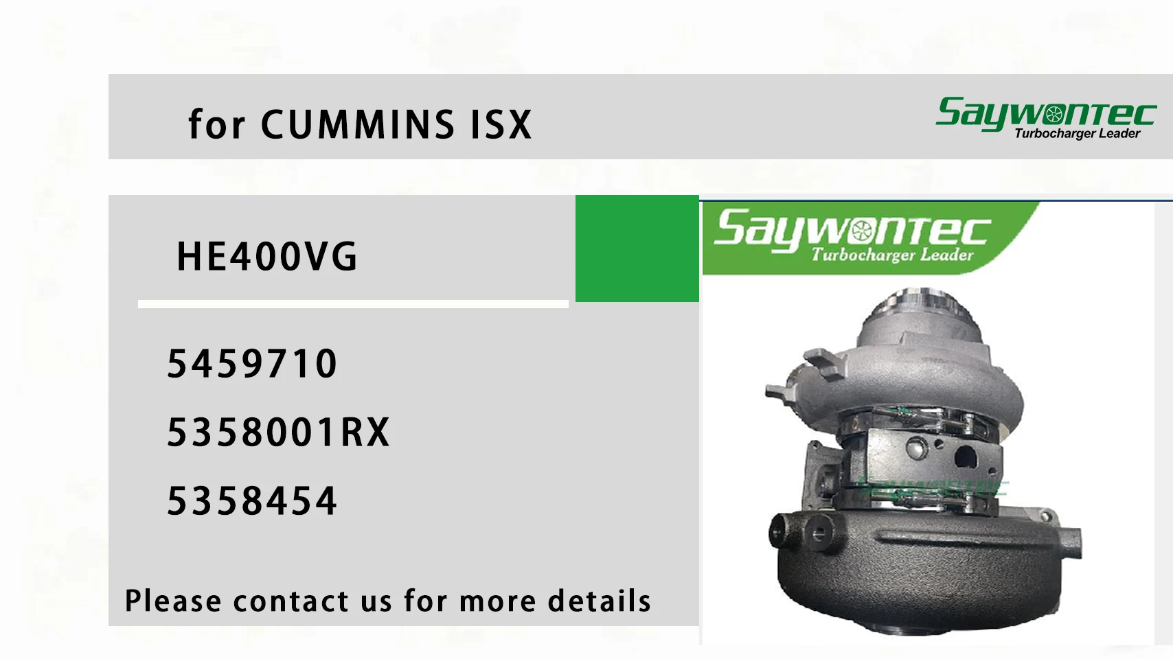 Turbo He400vg Turbocharger 5459710 5459710RX Turbo for cummins Isx X15