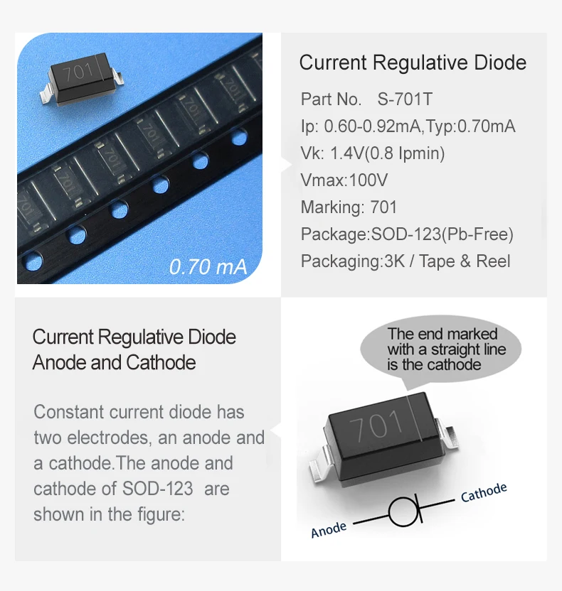 S-701T E-701 Current Regulative Diode Sod-123 Current 0.7Ma Voltage 100V