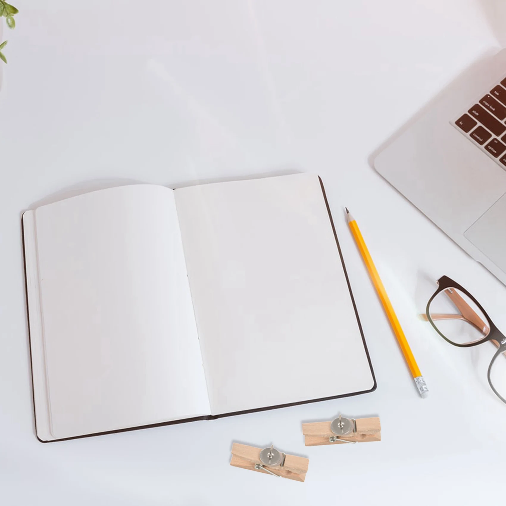 Push Pins With Wooden Clips Pushpins Tacks Thumbtacks, Creative Paper Clips With Pins Natural Color 60Pcs