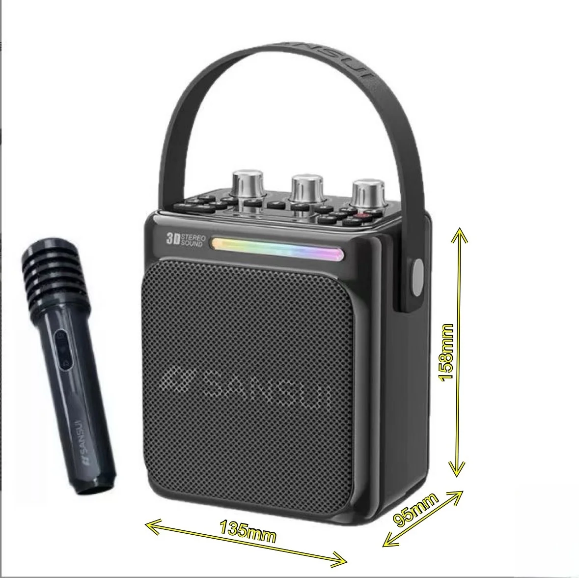 SANSUI T80 Altavoz Bluetooth inalámbrico portátil 30W altavoz de inserción de tarjeta subwoofer de karaoke para fiesta en casa al aire libre de alta potencia