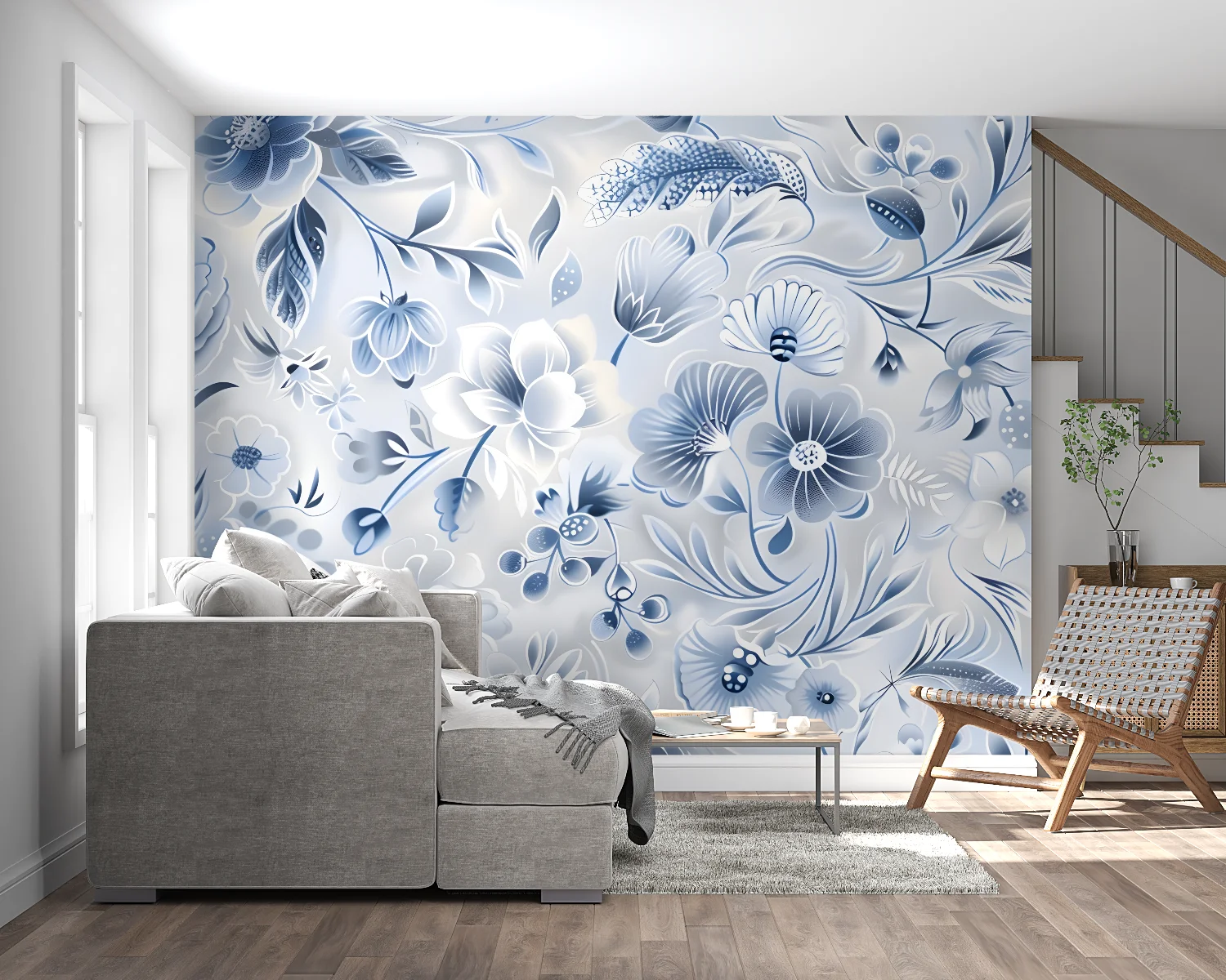 Customized mural 3D floral leaf wallpaper home decoration living room bedroom blue black floral leaf decoration painting mural