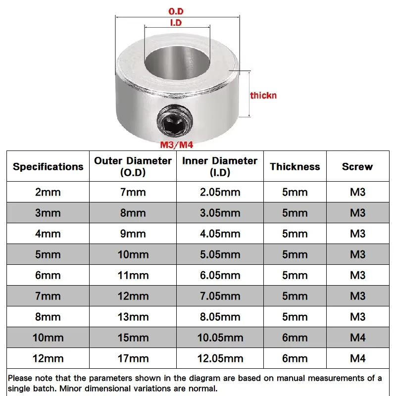 Nickel-plating Shaft Collar Retaining Ring 2/3/4/5/6/7/8/10/12mm Metal Shaft Clamping Sleeve Landing Gear Stopper Wheel Lock