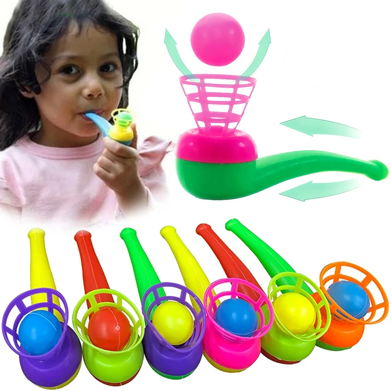 2pcs Colorful Plastic Tube Blow Ball Children's Puzzle Toys Classic Magic Floating Blow Ball Toys Baby Balance Training Game