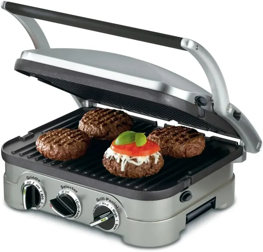 NIEUW Panini Press, roestvrijstalen bakplaat, tosti-ijzer en meer, 5-IN-1, GR-4NP1