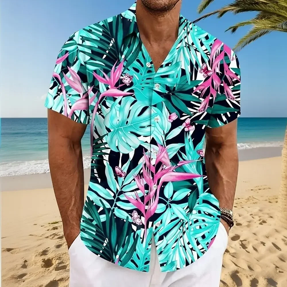 

Summer Plus Size Men's Shirt 3D Print Hawaii Shirts Button Up Beach Vacation Shirts Short Sleeve Shirt Casual Shirt for Men