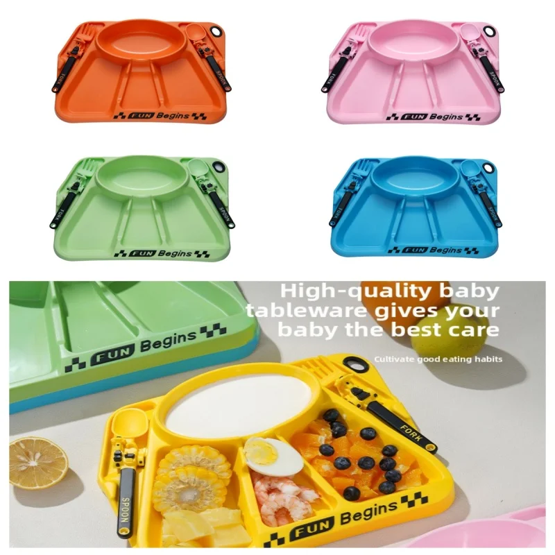 Children's Divided Plate Three Wheel Motorcycle Set Baby Food Utensils Enjoy Delicious And Worry Free Meals
