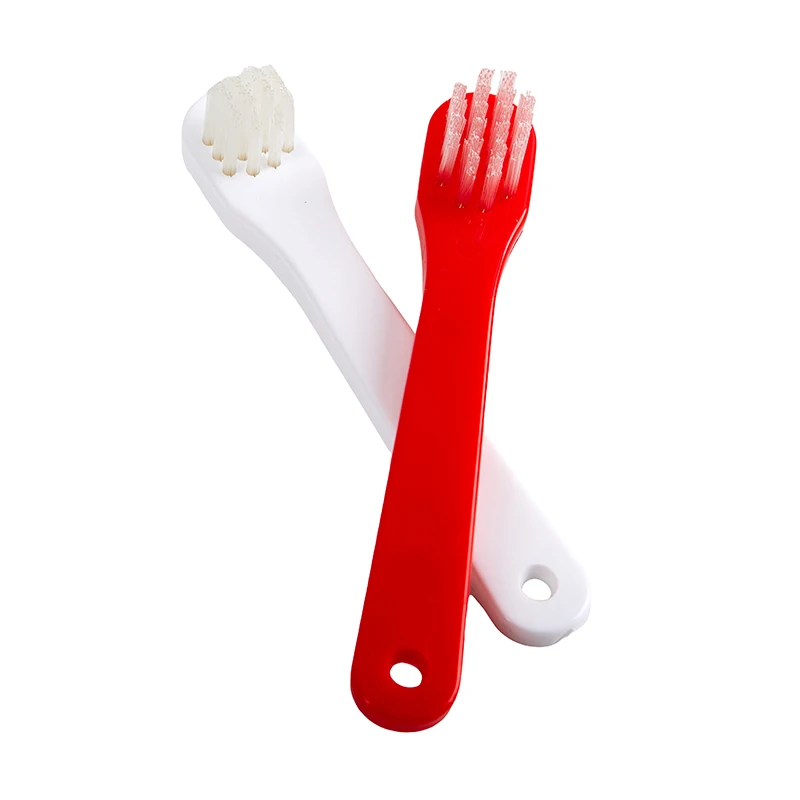 Toothbrush ortodôntico para adultos e estudantes, dentes branqueamento limpador, cabeça dupla, dentes falsos, dentadura escova dedicada, 1pc