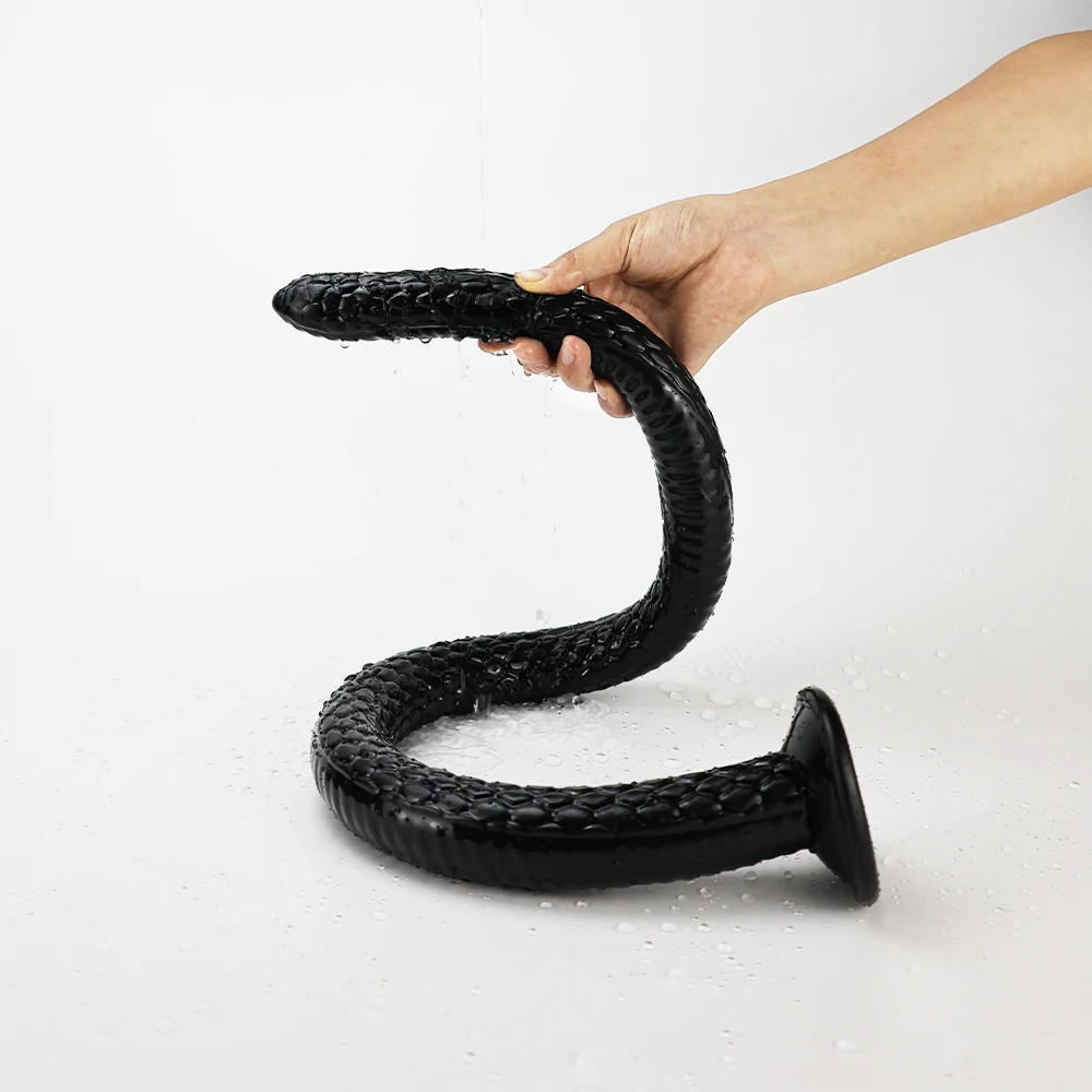 Giant Extra-long Anal Plug Black TPE Snake Head Monster Penis Fish-Scale Shaped Butt Plug Adult Toys Suitable for Homosexuals - view 4
