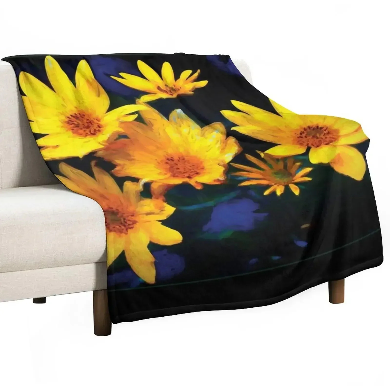 Wild Sunflower Bouquet, Painterly Impression In Rich Soothing Tones Throw Blanket for winter Multi-Purpose Blankets