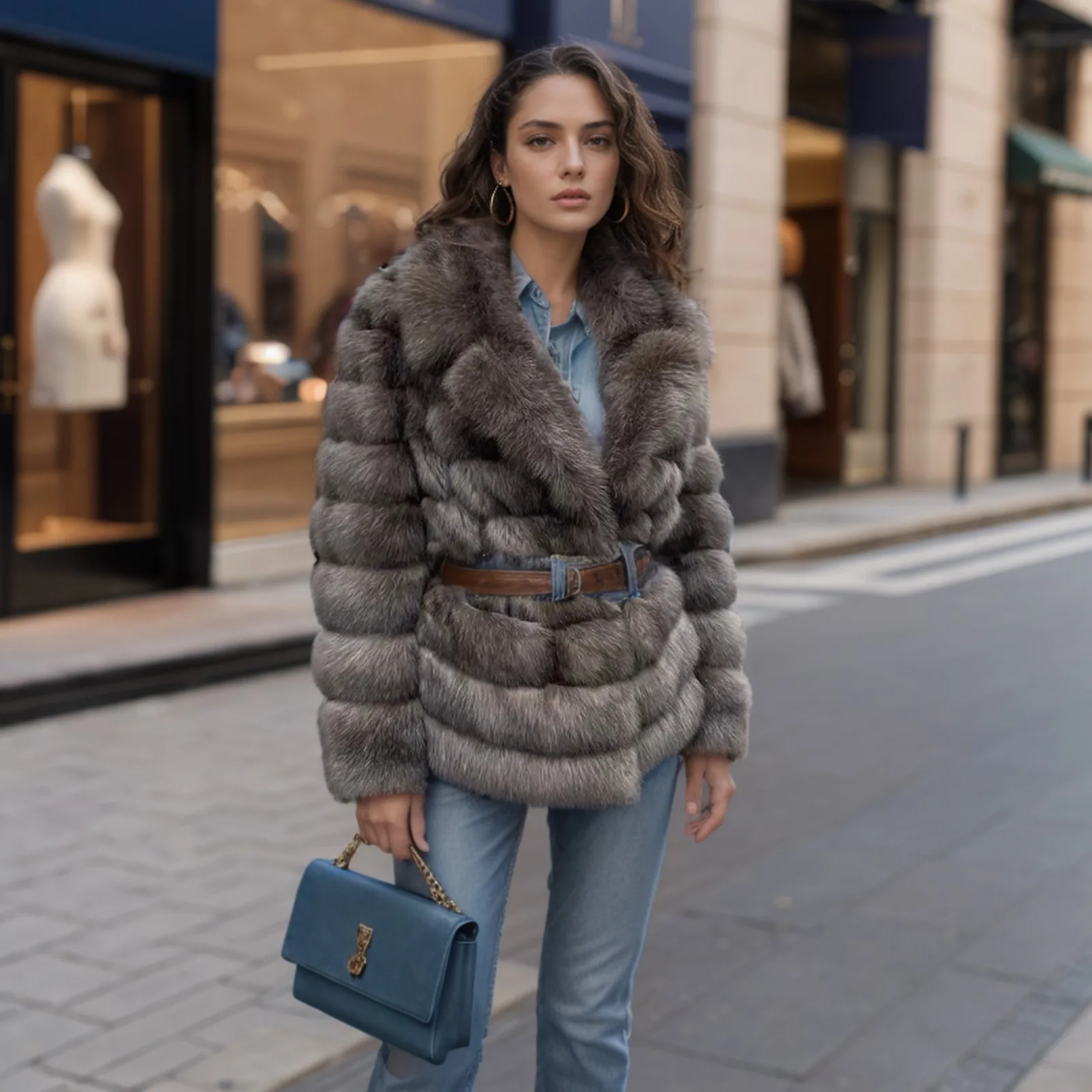 

Luxury Real Fox Fur Coat Fashion Women Warm Raccoon Fur Outertwear New Loose Natural Plus Size Silver Fox Fur Jacket Winter Vest