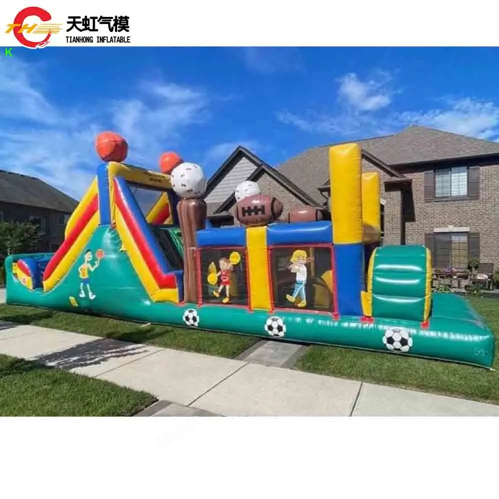 Sea Ship 40ft Giant Inflatable Obstacle Course Sport Game Football Rugby Basketball 3 IN 1 Inflatable Obstacle Running Games