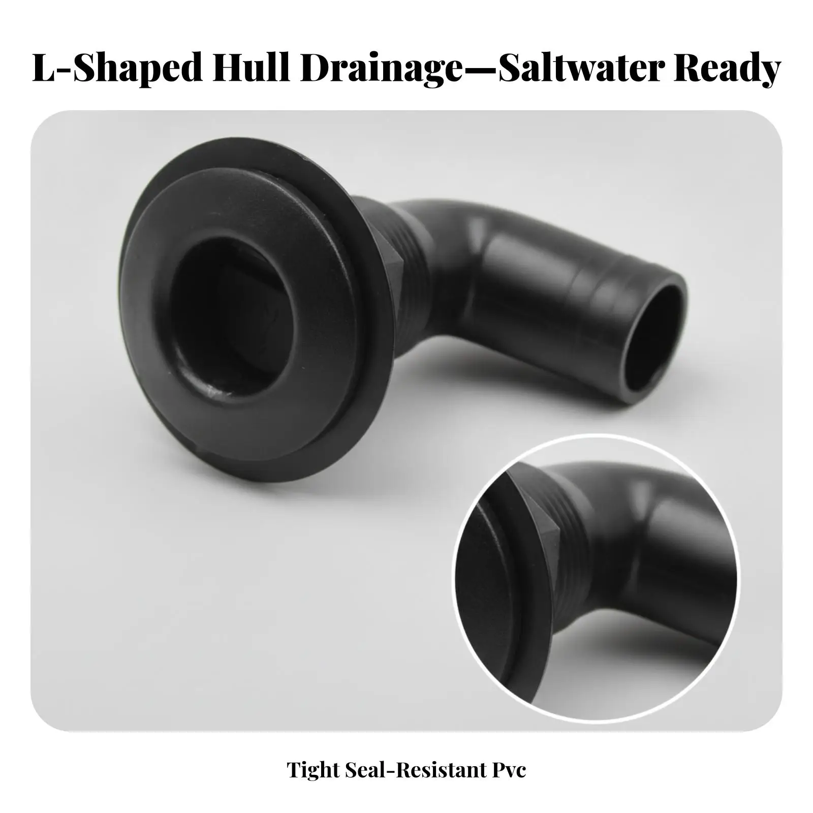 Marine Drain Outlet with Backflow Valve Stabilized 90-Degree Boat Drain Fitting Marine Plumbing Fitting One-Way