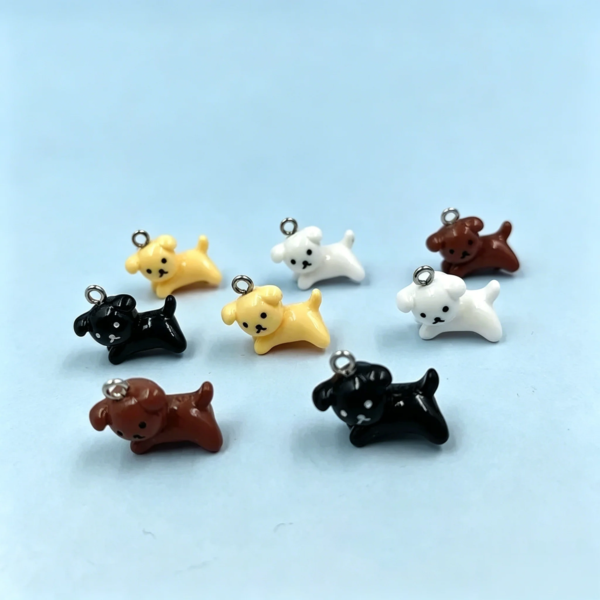 10Pcs Mini Floating Puppy Dog Resin Charms, Assorted Animal Pendants for Handmade Jewelry, Keychains and Accessories