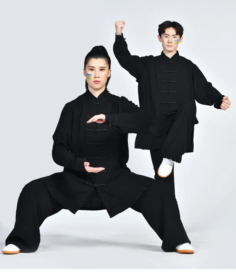 Leinen Und Baumwolle Kampfkunst Uniform Tai Chi Kleidung Kung Fu Set Wushu Kleidung Für Frau Wudang Mantel Mann Training kleidung