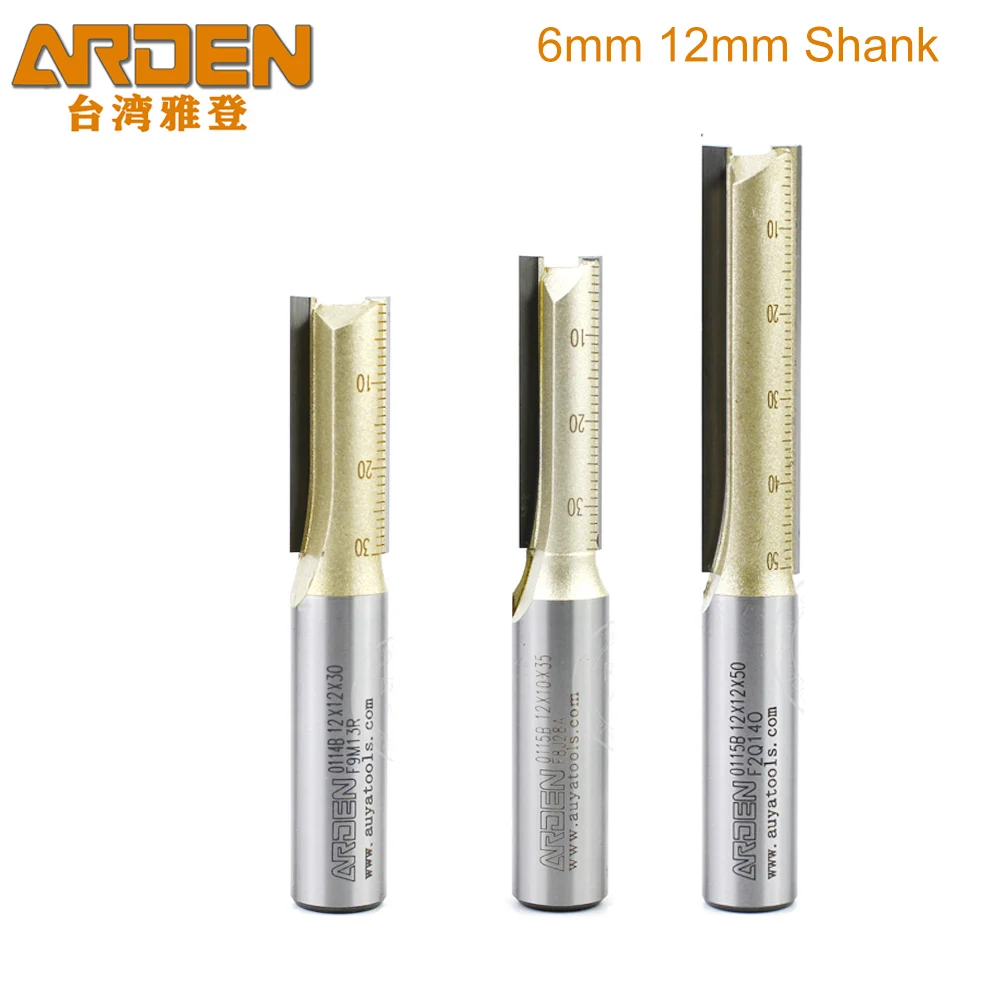 Arden 2 Flute Metric Shank 6mm 12mm Straight Router Bit Carbide Extended Straight End Mill Engraving Cutting Tool Milling Cutter