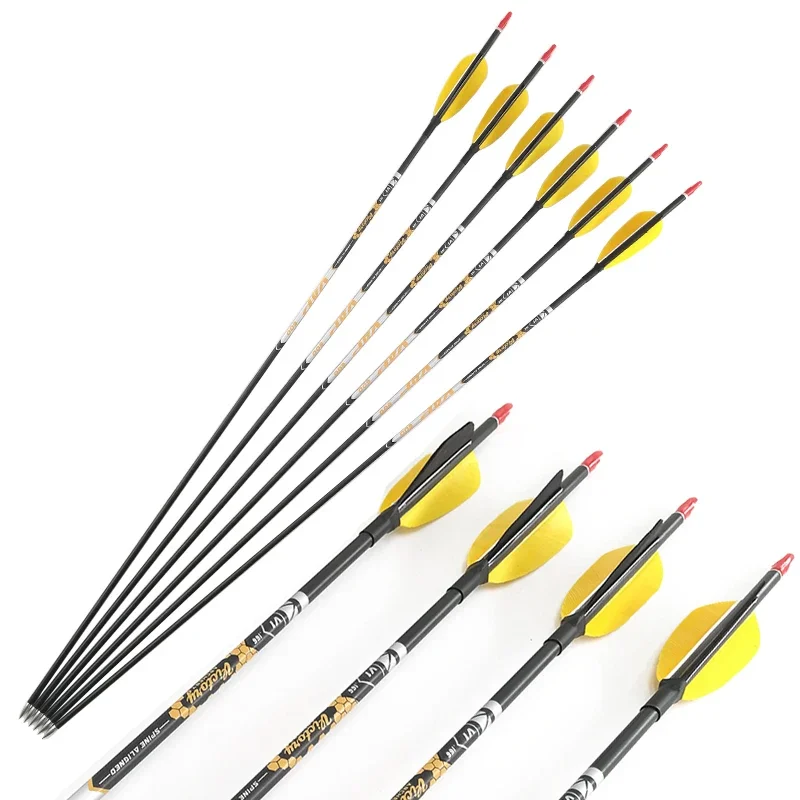 

Archery Carbon Arrows ID4.2mm Shaft 3 Inch Turkey Feathe for Compound Recurve Bow Longbow Hunting 6pcs