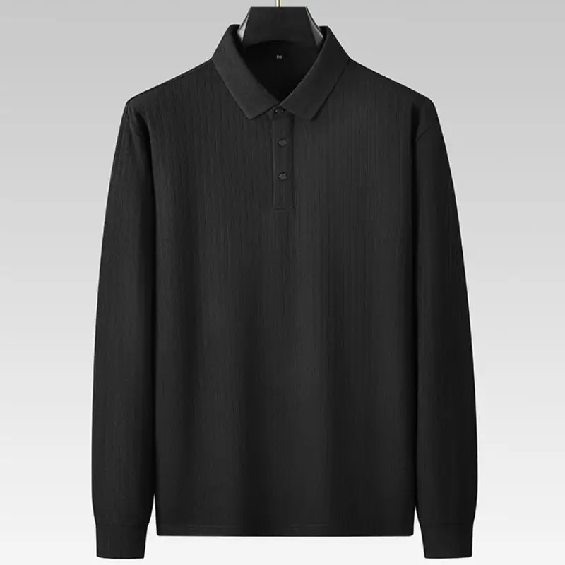 8XL 7XL 6XL 2026 New Autumn High End Luxury Polo Shirt Man Clothing Business Loose Mens Shirts Long Sleeve Lapel Polos Homme