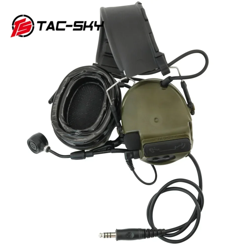 TS TAC-SKY Headband Tactical Electronic Shooting Earmuff COMTA V Noise Canceling Pickup Headset with PTT Adapter V2 ptt