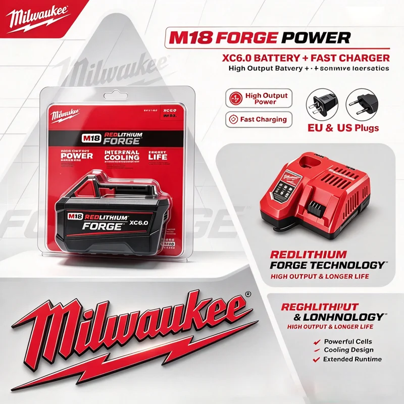 100% Milwaukee 48-11-1861 M18 REDLITHIUM FORGE XC6.0 Battery –18V 6.0Ah Long Runtime Lithium Ion For M18 Series Cordless Tools