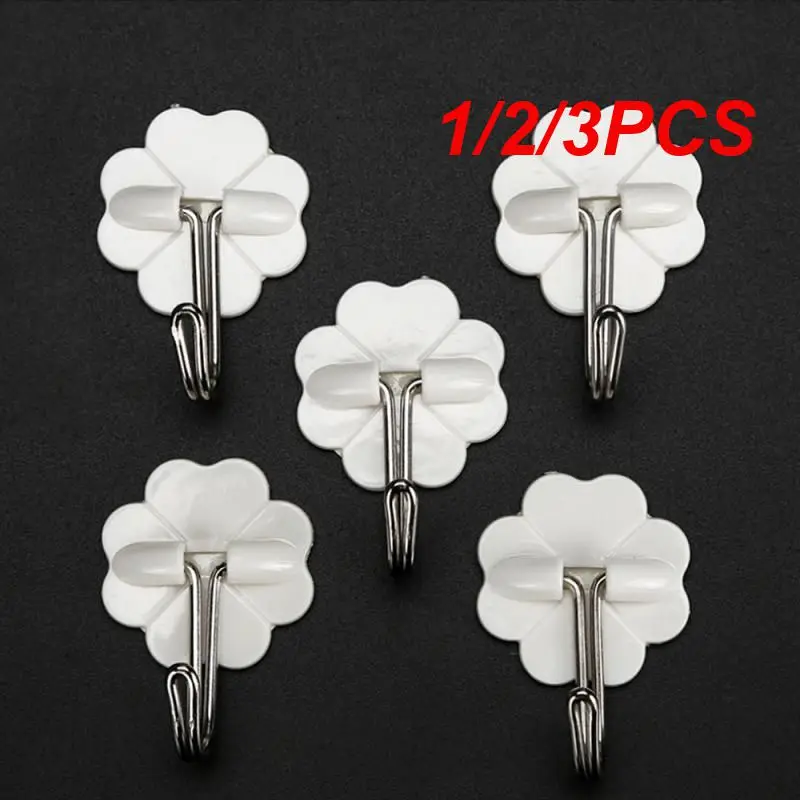 1/2/3PCS Adhesive Hook Easy Installation Smooth Adhesion White Plastic Kitchen Organizer Furniture Supplies Key Holder No Trace