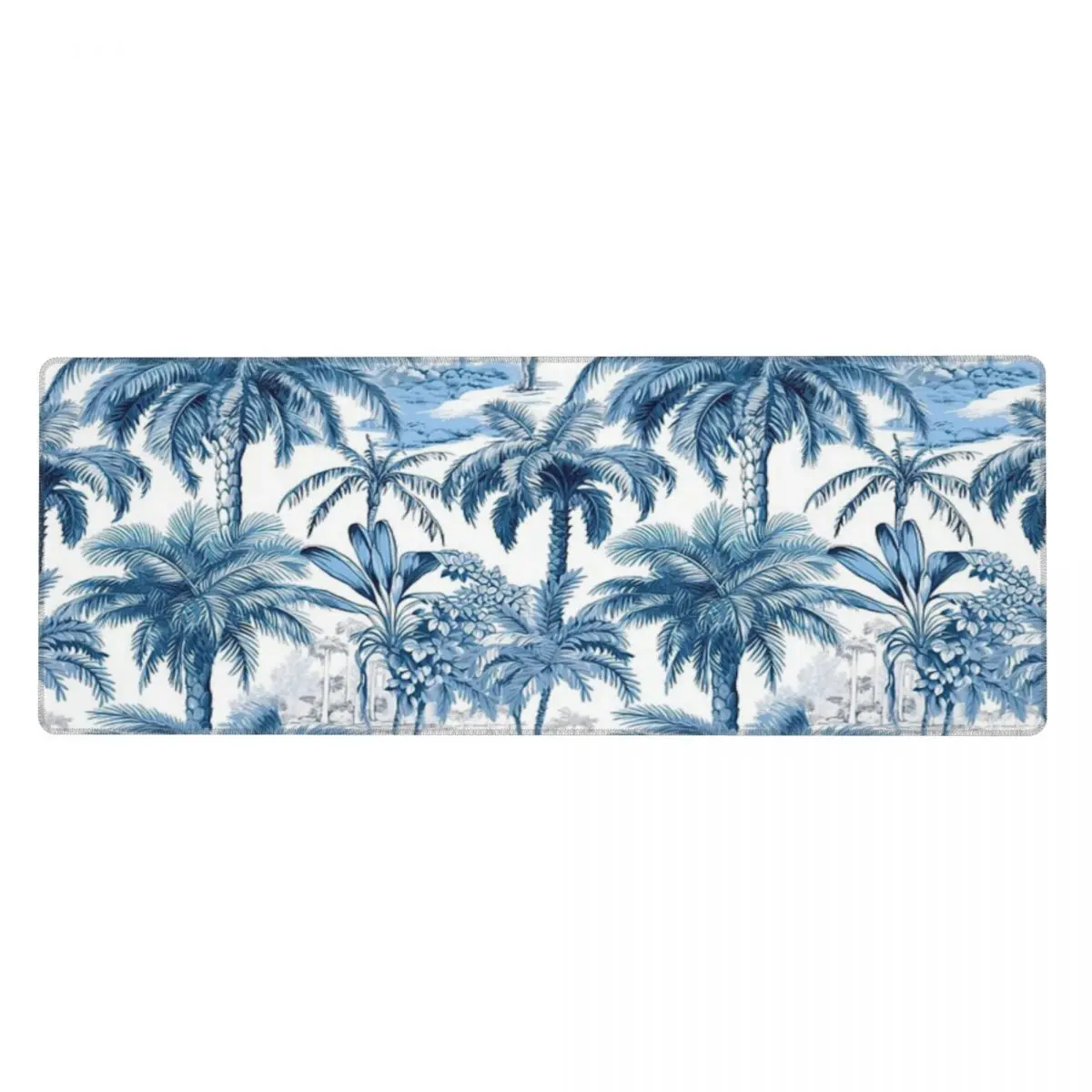 Blue Tropical Botanical Illustration Pattern Rubber Keyboard Pads