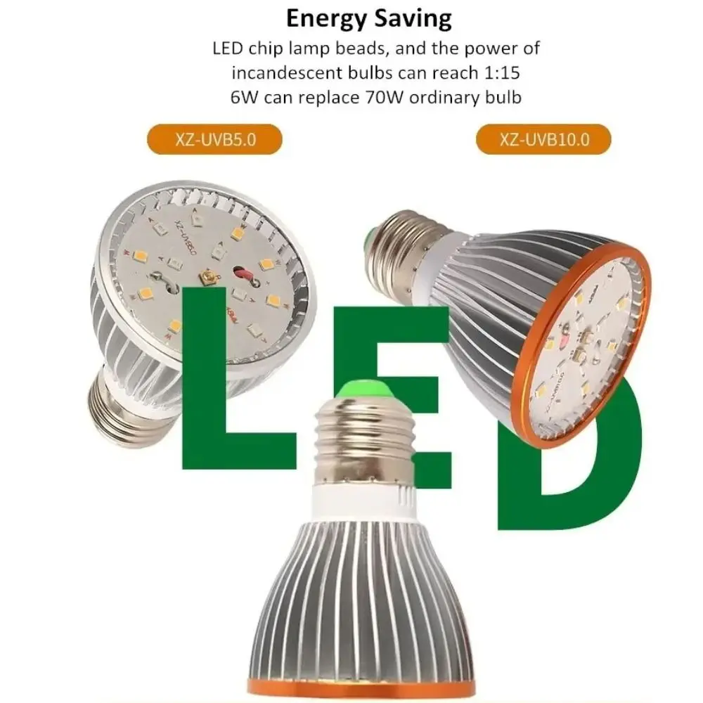 LED Reptile Light Bulb Full Spectrum 5.0/10.0 UVA UVB Terrarium Lamp Lighting E27 Small Pet Heating Bulb Night Vision