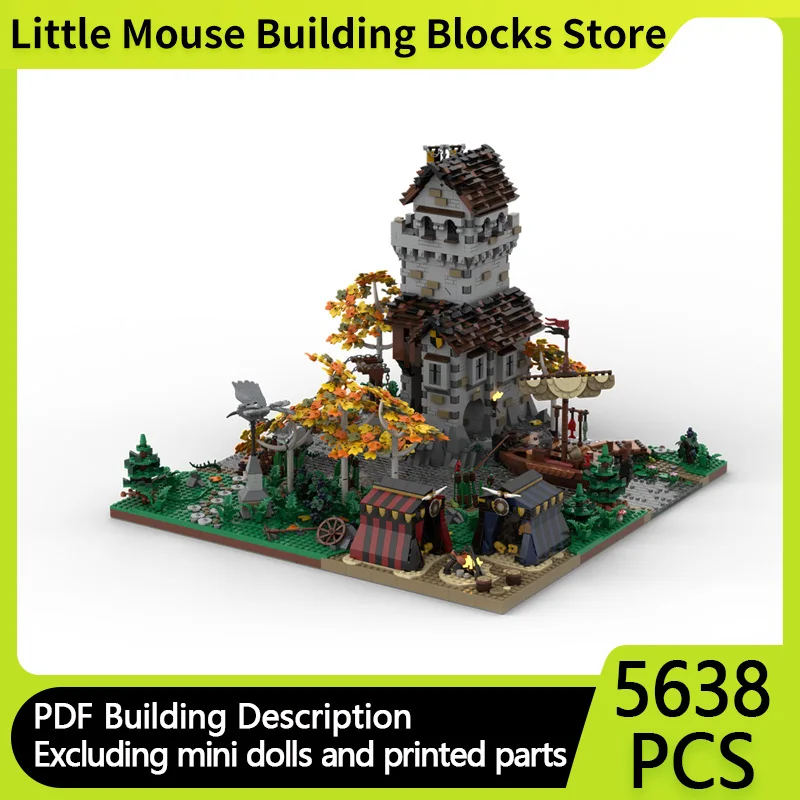 

Medieval Castle Model MOC Building Bricks Edge City Watchtower Modular Technology Gifts Holiday Assemble Children Toys Suit