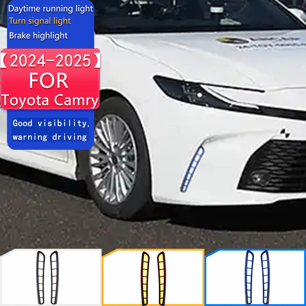 

For Toyota Camry Hybrid XLE 2024 2025 Car LED Front Bumper Daytime Running Light DRL White Yellow Blue Driving Turn Signal Light
