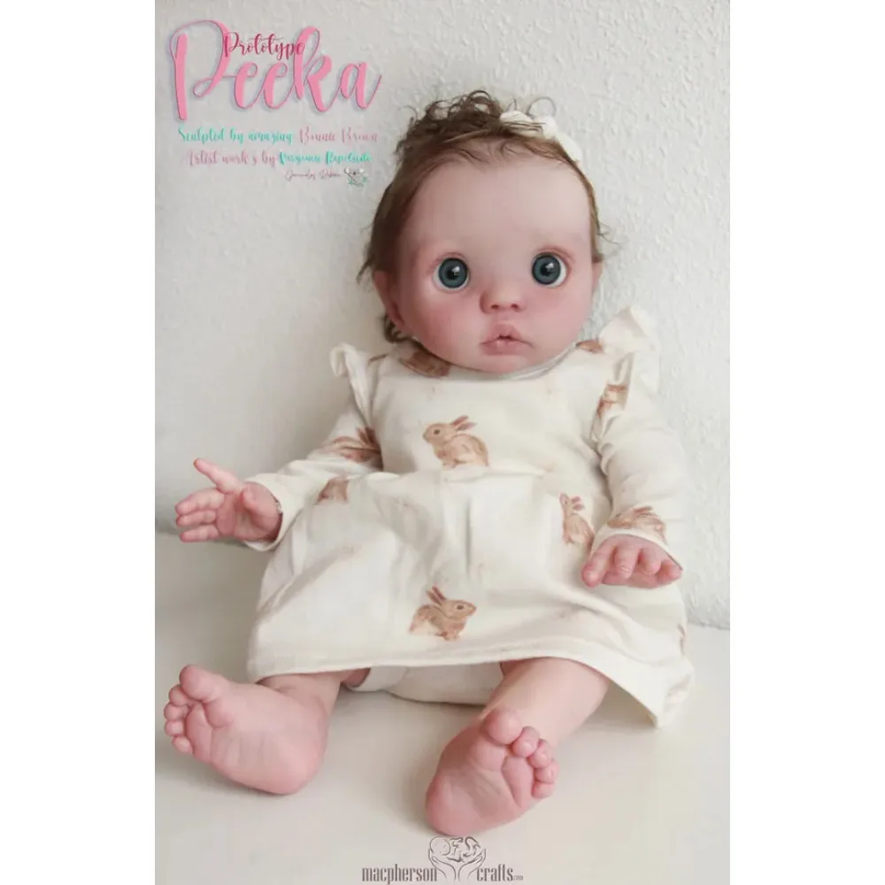 16inch Unfinished Unpainted Reborn Doll Kit Peeka DIY Doll Parts with Belly and Cloth Body Muñeca Kit Reborn Bebe