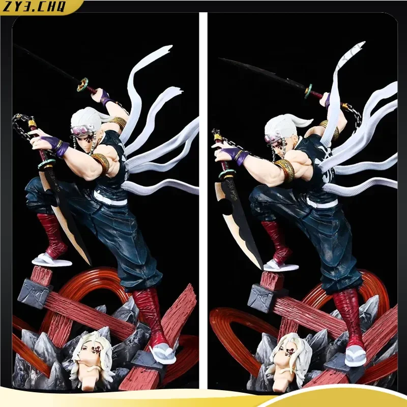 

Коллекционная фигурка Demon Slayer GK с двумя сменными головами, в боевой позе, аниме-модель, украшение для рабочего стола для фанатов