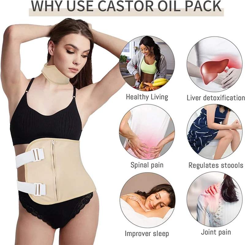 ชุดประคบน้ำมันละหุ่งแบบปรับได้อย่างมีประสิทธิภาพ ชุดประคบน้ำมันละหุ่งแบบใช้ซ้ำได้สำหรับเอว คอ และหน้าอก สีชมพู