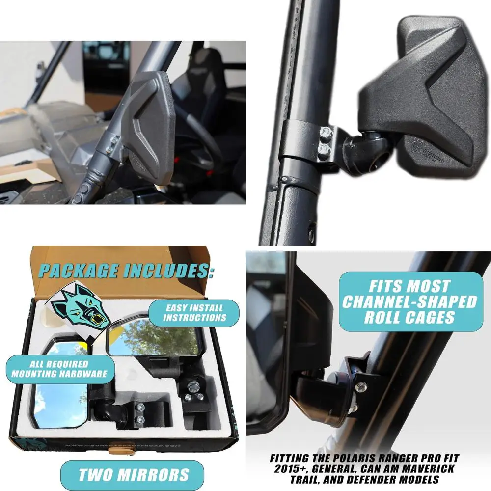 

Боковое зеркало заднего вида для UTV (комплект из 2 шт.) Polaris Ranger Pro Fit/General/Defender Break Away с регулируемым рычагом — (Driver and Pass