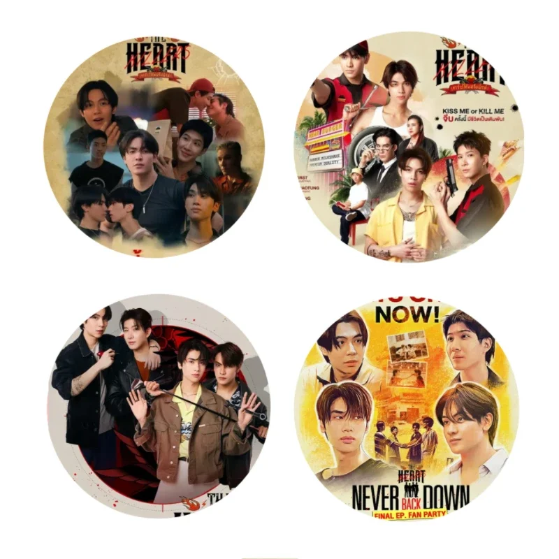 4PC/SET Firstkhaotung Joongdunk Poster Badge Thai TV The Heart Killers Drama Stills Laser Fine Flash Bang Brooch Bag Decor Pins