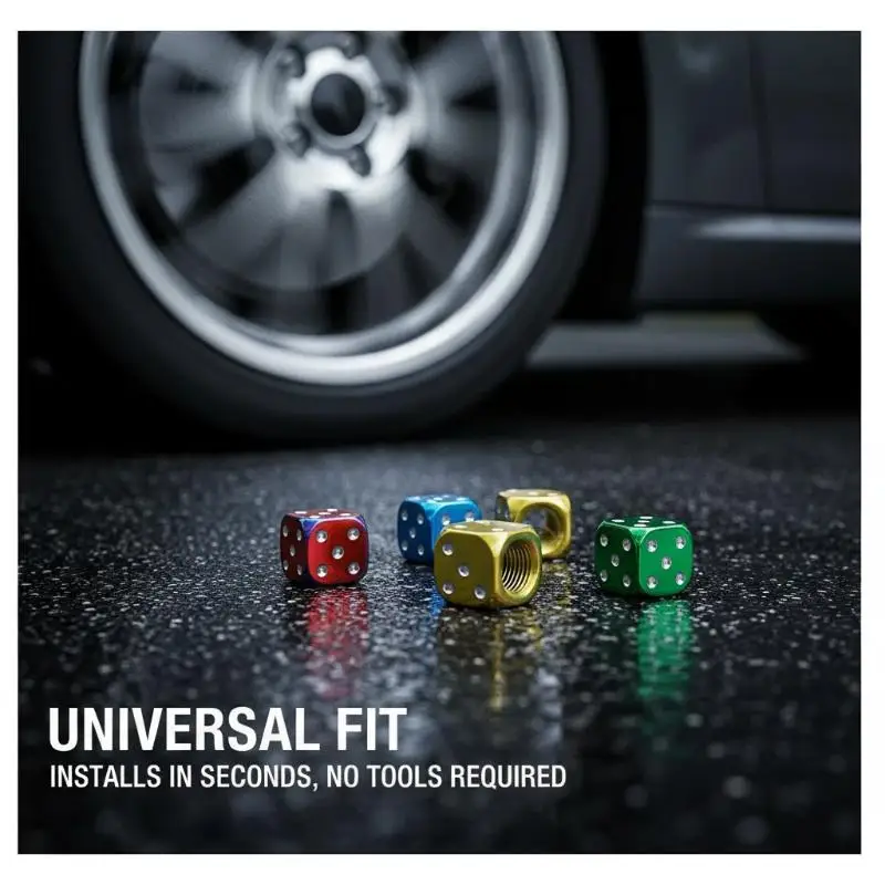 

4Pcs Aluminum Alloy Tire Valve Caps Dice Wheel Stem Tyre Tire Car Truck Motorcycle Bike Wheel Stem Air Valve Dust Cover