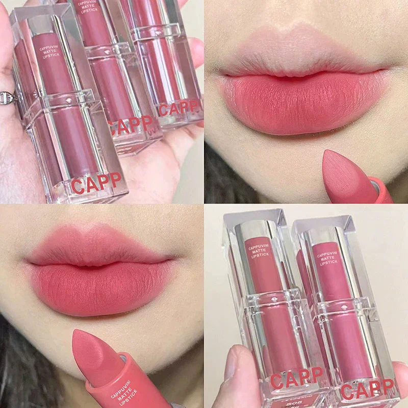 Transparent Acrylic Lipstick 6Colors Lip Stick Sexy Woman Velvet Matte Lipgross Tint Long Lasting Waterproof Lip Makeup Cosmetic