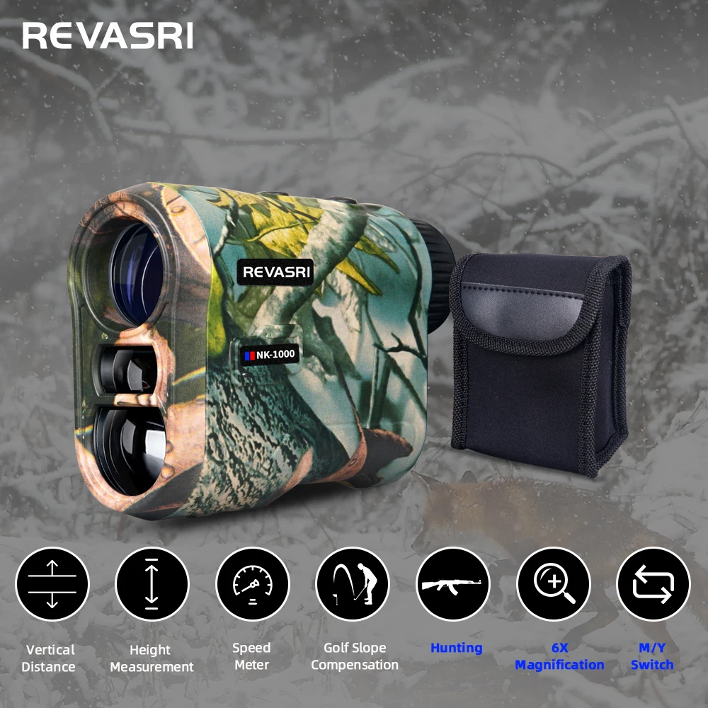 REVASRI Golf Laser-afstandsmeter 600M Telescoop met Flag-Lock Helling Pin Afstandsmeter voor 1000M Camouflage Jacht Monoculair