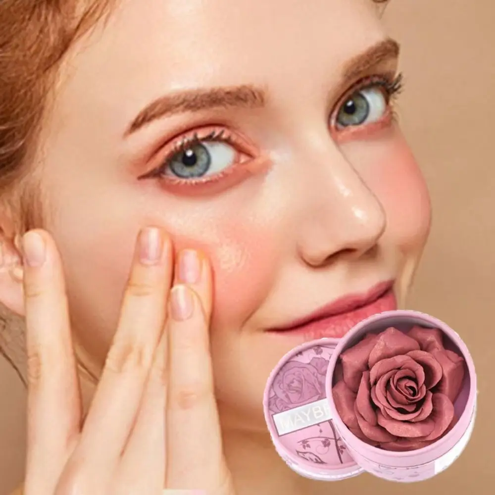 

Creative 3D Rose Powder Blusher Matte Finish Brightening Effect Matte Blush Blendable Long-lasting Makeup Palette Women